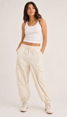 Aerie Cream Cotton Cargo Jogger Pants – Size Large